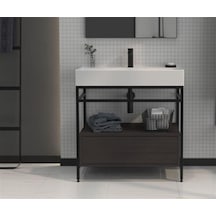 Orka Vegas 80 Alt Modül + Lavabo Beyaz Metalık Antrasit Diğer