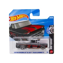 Hot Wheels Custom '62 Chevy Pickup - Rod Squad Siyah-kırmızı 1/64 Diecast Model Araba Çok Renkli