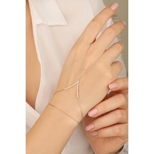 Beyaz Taşlı Gümüş Şahmeran Bileklik - Rodyum Renk Gold
