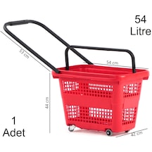 54 Litre 4 Tekerlekli Plastik Alışveriş El Sepeti Kırmızı 1 Adet / En:42 Boy:54 Yükseklik:44 Cm