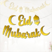 Eid Mubarak Metalik Altın Banner - 2 M