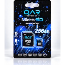 Qar Microsdxc Hafıza Kartı 256 Gb, Sd Adaptörlü, U1 Class 10, 100 Mb/s