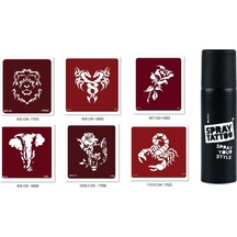 Airbrush Tattoo Aslan Fil Spray Tattoo Geçici Sprey Dövme Seti