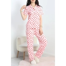 Seka Store Seka Milan Kumaş Düğmeli Pijama Takımı Pembedudak1 - 750.1287. Çok Renkli