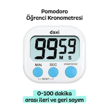 Dijital Zamanlayıcı Geri Sayım Özellikli Alarmlı Kronometre Beyaz