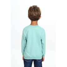 Toontoy Kids Toontoy Erkek Çocuk Relax Fit Bisiklet Yaka Hafif Düşük Omuz Baskılı Sweatshirt - Tk24556 Yeşil