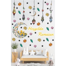 Hoşgeldin Ramazan Çocuk Odası Duvar Sticker Seti - Kandil, Ay Ve Yıldız Çıkartmaları Ramazan Sticker