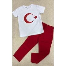 Nacar Store Erkek Çocuk 23 Nisan 19mayıs 29ekim Gösteri Kostüm Ayyıldız T-shırt & Pantolon Takım Kırmızı