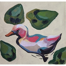 Ördek Tablosu Akrilik El Yapımı 12x12cm