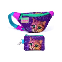 Coral High Mor Kedi Bel Çantası Ve Bozuk Para Çantası Seti - Kız Çocuk Çok Renkli