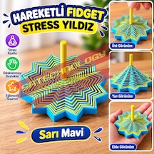 Hareketli Fidget Stress Yıldız Dönen Stres Oyuncağı, Dikkat Ve Odaklanma Oyuncağı Sarımavi