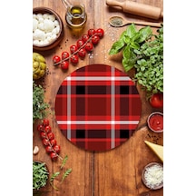 Çap 20 cm Kırmızı Ekose Desenli Cam Kesme Tablası