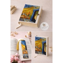 Kitap Kılıfı Ve Metal Kitap Ayracı Seti Van Gogh Cafe Terasta Gece