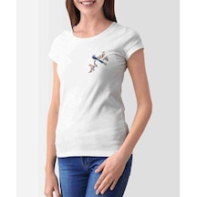 Watercolor Chinese Flowers And Birds Kadın Beyaz Tshirt