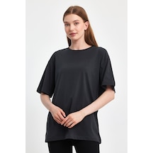 Odda 0008 Kadın Oversize Tişört Füme