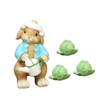 Homyl Tavşan Bahçe Heykeli Heykelcik Yard Dekor 3-lahana-ile