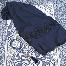 Hediyelik Seccade, Şal, İnci Tesbih, Asetat Kutulu 26 23 Cm 450 Gr Set-lacivert Çok Renkli