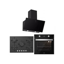 Silverline BO6504B01 - CS5365B01 - 3457 Soho 60 Siyah Cam Ankastre Set