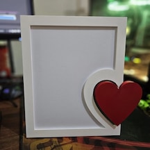 Bezos 3d Baskı Kalp Detaylı Fotoğraf Çerçevesi Masaüstü Romantik Çift Fotoğraf Çerçevesi Beyaz Kırmızı Nxrlvng
