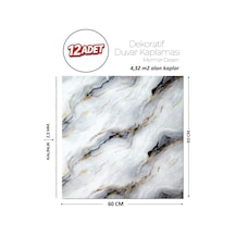 60x60 Cm Kendinden Yapışkanlı Duvar,banyo,tezgah Arası Gri-siyah Mermer-12 Adet 1135-60-12