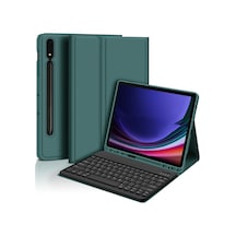 Bluetooth Klavye Kılıfı + Klavye Samsung Tab S6 Lite 10.4 İnç İle Uyumlu - Koyu Yeşil