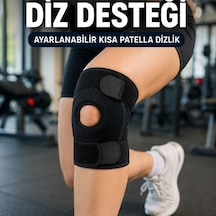 Sporcu Dizliği Açık Patella Tasarımlı Ayarlanabilir Cırtlı Kısa Diz Desteği