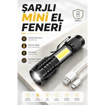 Hubrendy Tekno El Feneri Led Usb Şarjlı Zoom Mini Led Işık Acil Durum Feneri AÇIK GRİ KAHVE KARIŞIMI