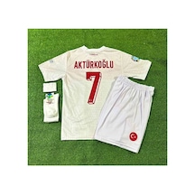 Türkiye Euro 2024 Kerem Aktürkoğlu Çocuk Forması 4'lü Set Beyaz Çok Renkli
