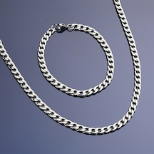 Ince Çelik Erkek Kolye Bileklik Set Zincir Takı Aksesuar K24 T5 Çelik