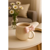 Pembe Fiyonklu 300 Ml Beyaz Seramik Kupa Bardak Mıt1212