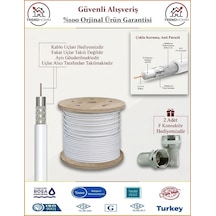 Trendhomm Anten Uydu Kablosu + 2 Adet F Konnektör - Rg6 - 20 Metre