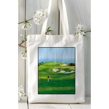 Art Hediye Golf Baskılı Bez Çanta Omuz Çantası Kişiye Özel Desen 1 Çok Renkli