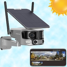 Emenec Wifi Solar Güneş Enerjili 4k 180 2-lens Güvenlik Kamerası