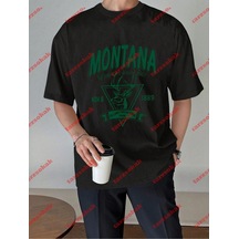 Tarzsokak Unisex Montana Baskılı Tshirt Beyaz Siyah