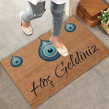 Valerine Life Bize Nazar Değmesin Üçlü Nazar Boncuğu Hoş Geldiniz Kapı Önü Paspası 45x70cm