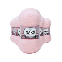 5 Adet Angora Lüks El Örgü İpi Pembe 11502 Çok Renkli
