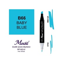 Çift Uçlu Marker Grafik Çizim Kalemi 66 Bebe Mavi
