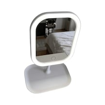 Led Işıklı Makyaj Aynası, 3 Farklı Işık Modu, 360 Derece Döndürülebilir, Dokunmatik Tuşlu Köşeli Beyaz Belirtilmemiş