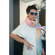 Pashmina Şal - Karışık Renk Kadın Şal - %100 Paşmina Yünü Çok Renkli