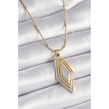 316l Çelik Gold Renk Zirkon Taşlı Vintage Model Kadın Kolye - Lisinya Altın