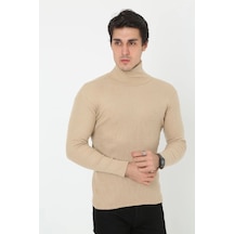 Barlashive Erkek Fitilli Kaşkorse Kumaş Boğazlı Full Likralı Slimfit Body - Bej Çok Renkli