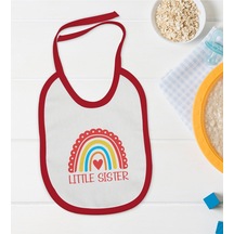 BK Kids Little Sister Tasarımlı Kırmızı Bebek Mama Önlüğü-1 Kırmızı