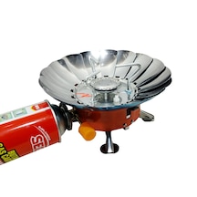 Duble Büyük Boy Geniş Kamp Ocağı Portatif Kartuş Gazlı Piknik Yaprak Ocak 2 Adet Kartuş Hediyeli Açık Gri