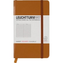 Leuchtturm1917 Not Defteri Cep Boy A6 , Sert Kapak, 187 Numaralandırılmış Sayfa, Kareli, Karamel Kahverengi