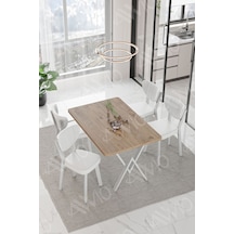 Avvio Parla Beyaz Elma Sandalye 80x120 Yemek Masası Mutfak Masası 4 Kişilik Masa Sandalye Takımı Akça