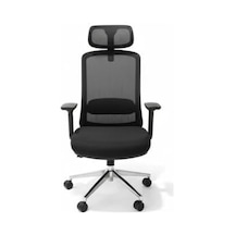 Atom Ofis London Black Yönetici Çalışma Koltuğu, Siyah, File Sırt, Hareketli Bel Desteği, Alüminyum Ayak, 74x52x52 Cm, 16 Kg Çok Renkli
