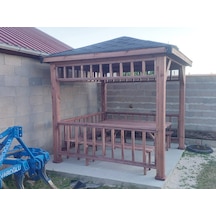 Şen Mobilya Pergola Ahşap Kamelya Ahşap Çardak Gölgelik K08 Maun