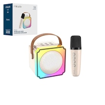 Beyaz Karaoke Mikrofonlu Wireless Hoparlör - Speaker Işıklı Usb Şarjlı Bt - Tf Card - Aux 5w 5680