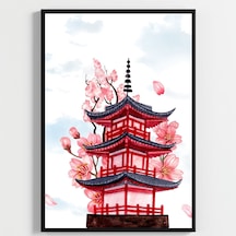 Besay Japon Esintisi Kafe, Salon Ve Restoran Duvar Dekorasyonu Geleneksel Sakura Ve Asya Temalı Poster 3'lü Set A4 Çerçev