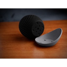 Bezos 3d Baskı Küre Saksı - Kafes Dokulu İki Parçalı Dekoratif Saksı - Siyah-gri Dmc